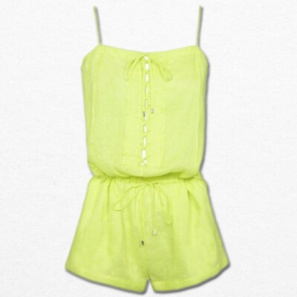 NWOT Diane Von Furstenberg Neon Lime One Piece Romper